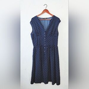 NWOT..Elegant Navy Polka Dot Midi Dress